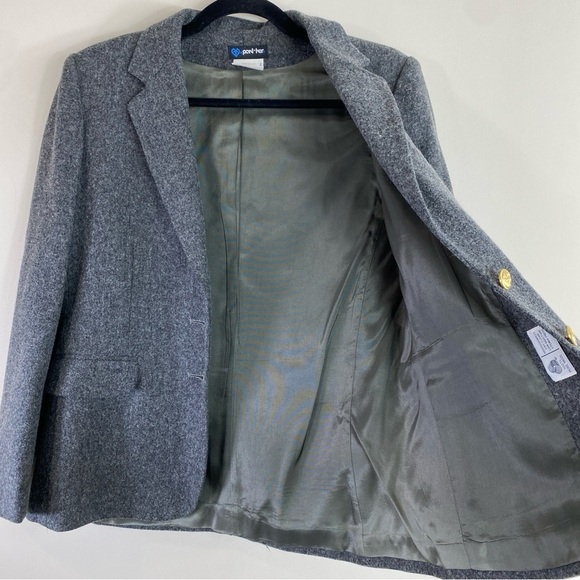 Vintage Panther Women’s Gray Pure Wool USA Union Made Blazer Suit Jacket Sz 9/10 - Picture 4 of 15